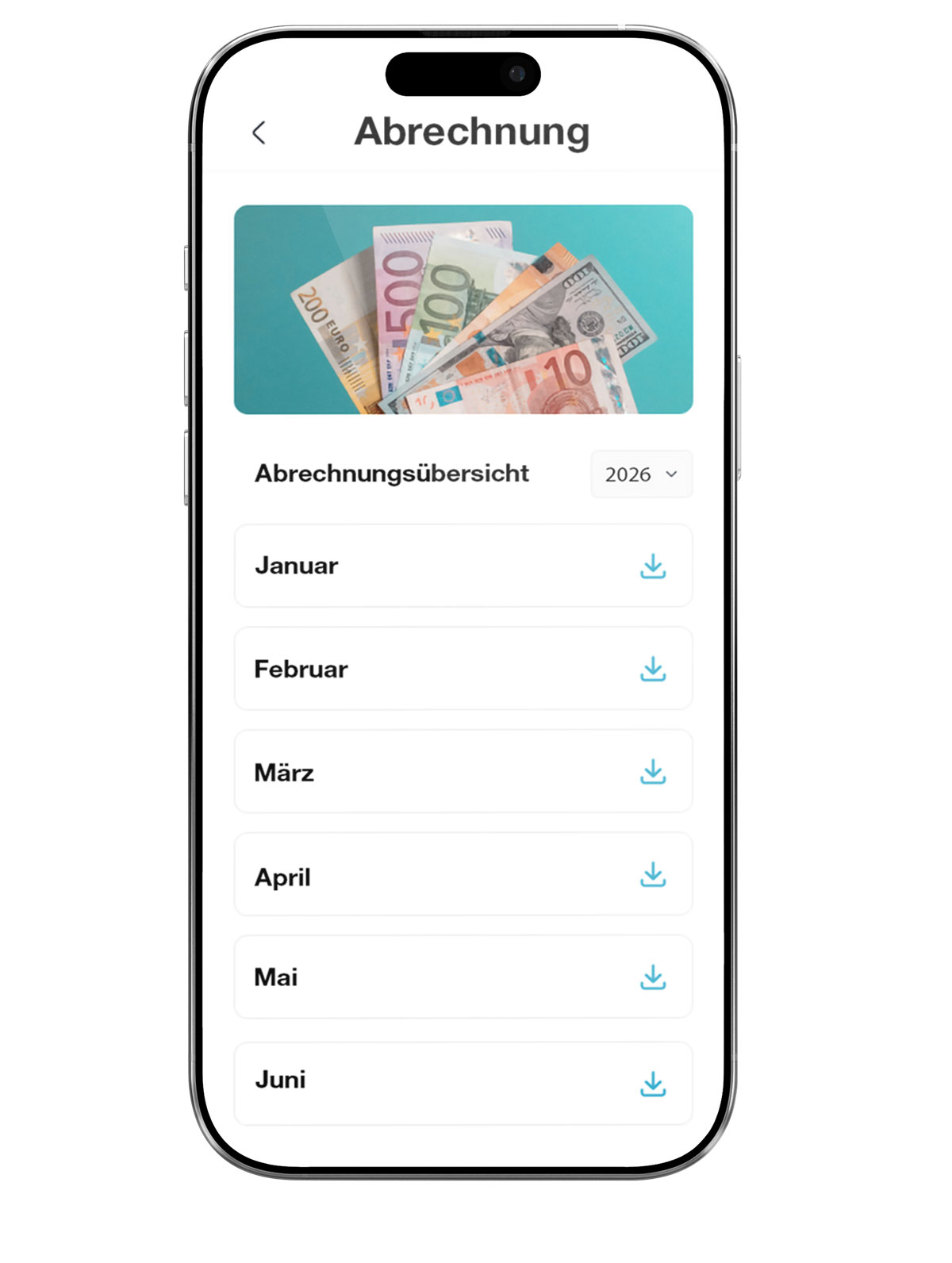 Abrechungsübersicht MItarbeiter App